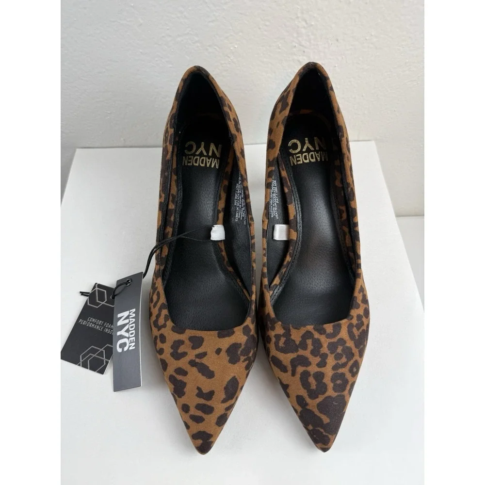 Madden NYC Leopard Print Pointed Toe Kitten Heel Pumps Animal Print Womens Sz 11